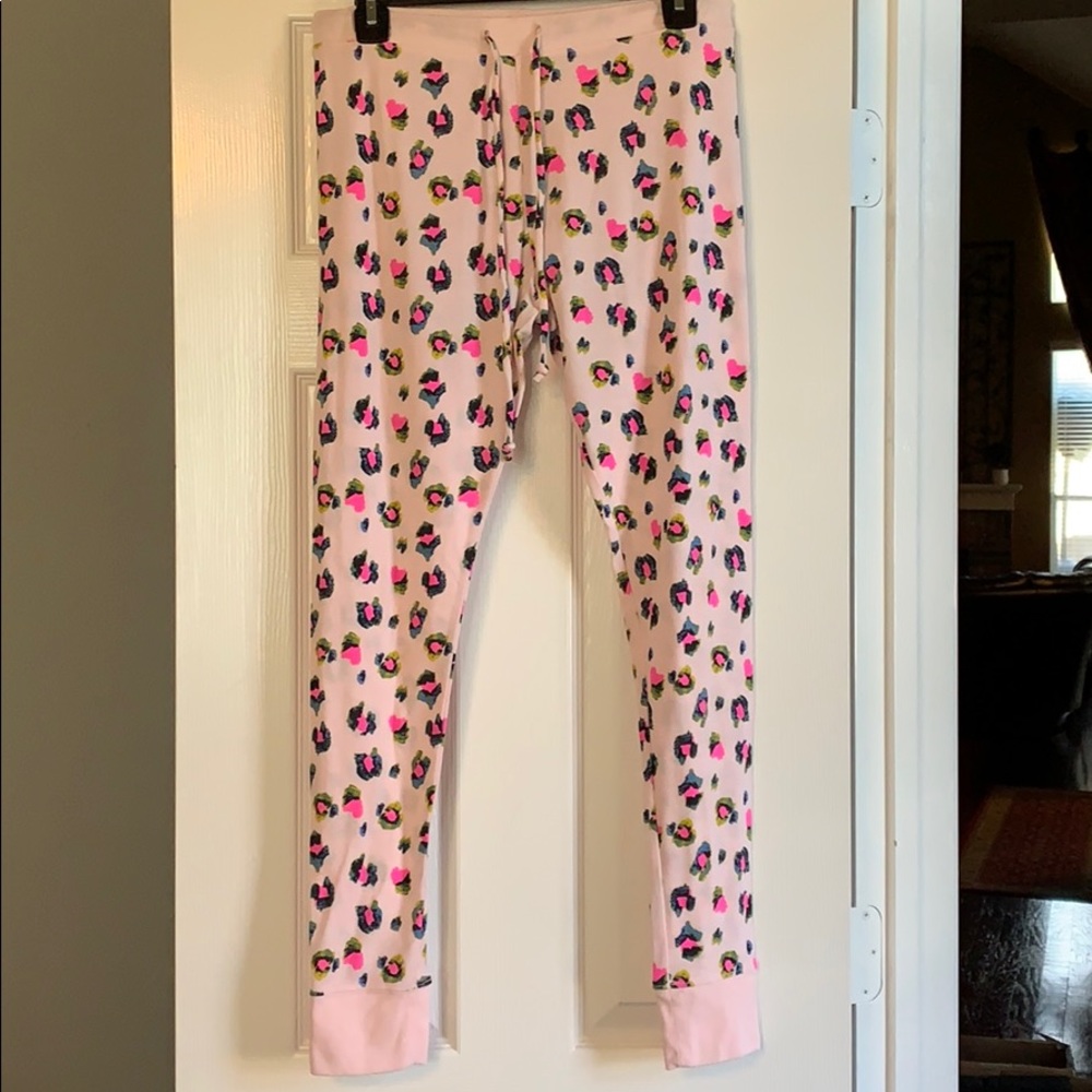 Pink leopard print pajama pants